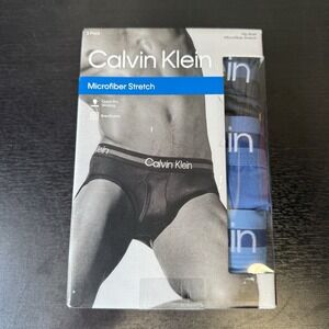 Men's Calvin Klein 3-Pack Microfiber Stretch Hip Briefs Black Blue Size XL